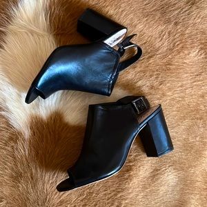 Vince Camuto Black Open Toe Slingback Block Heels